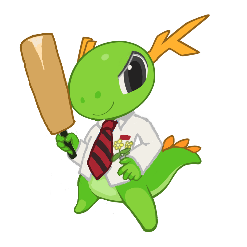 KDE's pet dragon Konqi, dressed up as Shaun of "Shaun of the Dead".