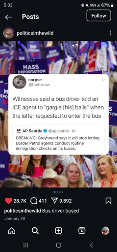 Greyhound bus driver tells ICE agent to "gargle [his] balls."  Greyhound will stop letting Border Patrol agents conduct immigration checks on its buses.