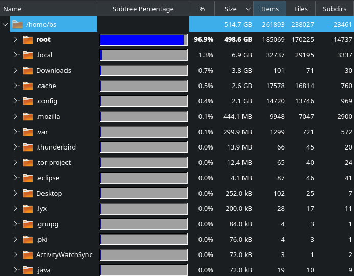 Qdirstat scan of "~/"