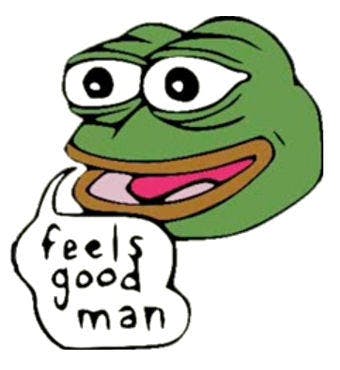 The original Pepe "feels good man" frog