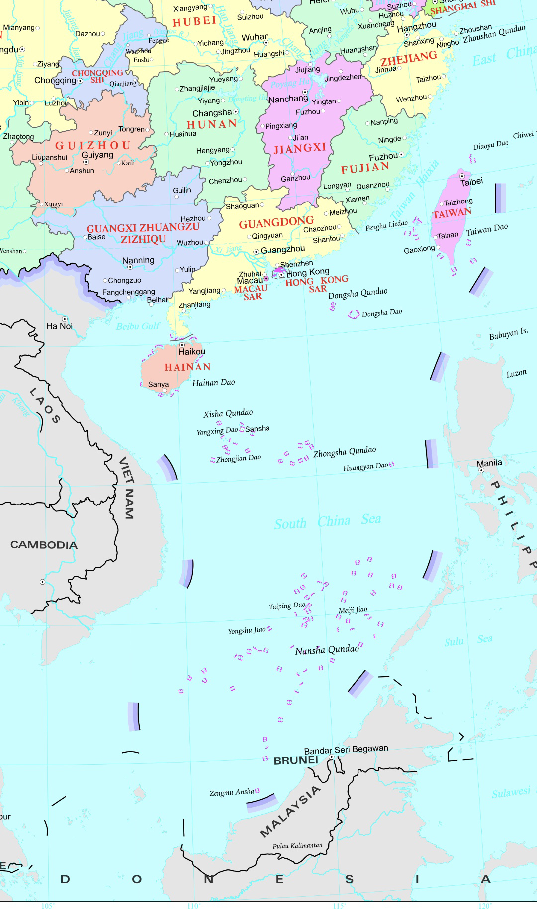 Border of south China sea in Chinese standard map (2023)