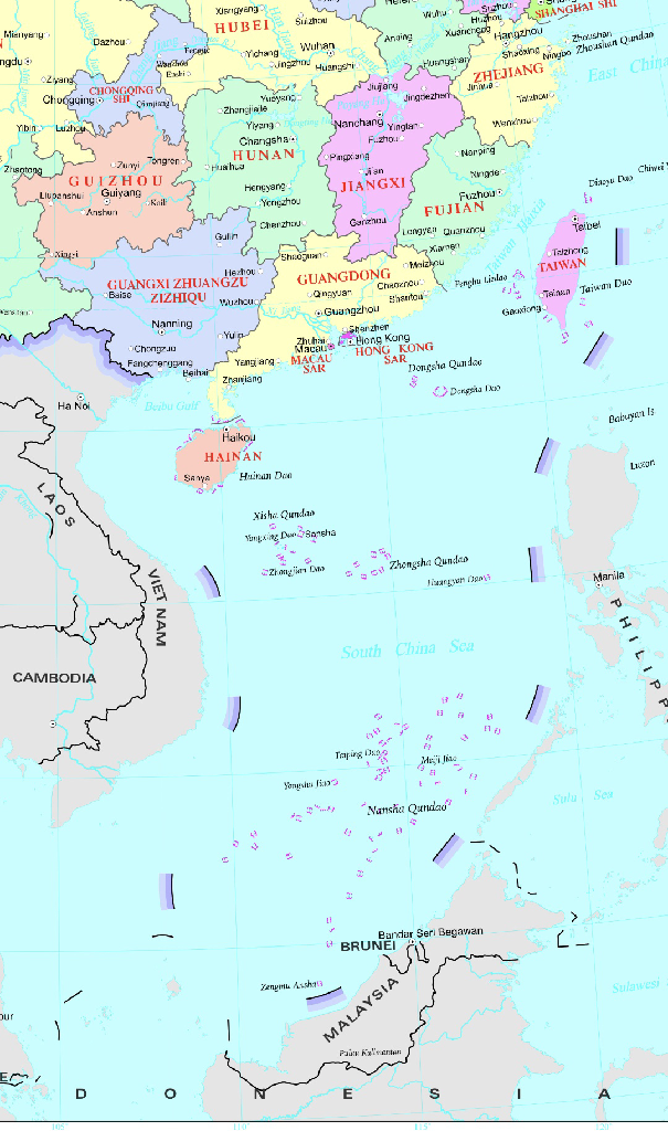 Border of south China sea in Chinese standard map (2023)