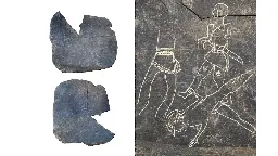 2,500-year-old slate containing drawings of battle scenes and paleo-alphabet discovered in Spain